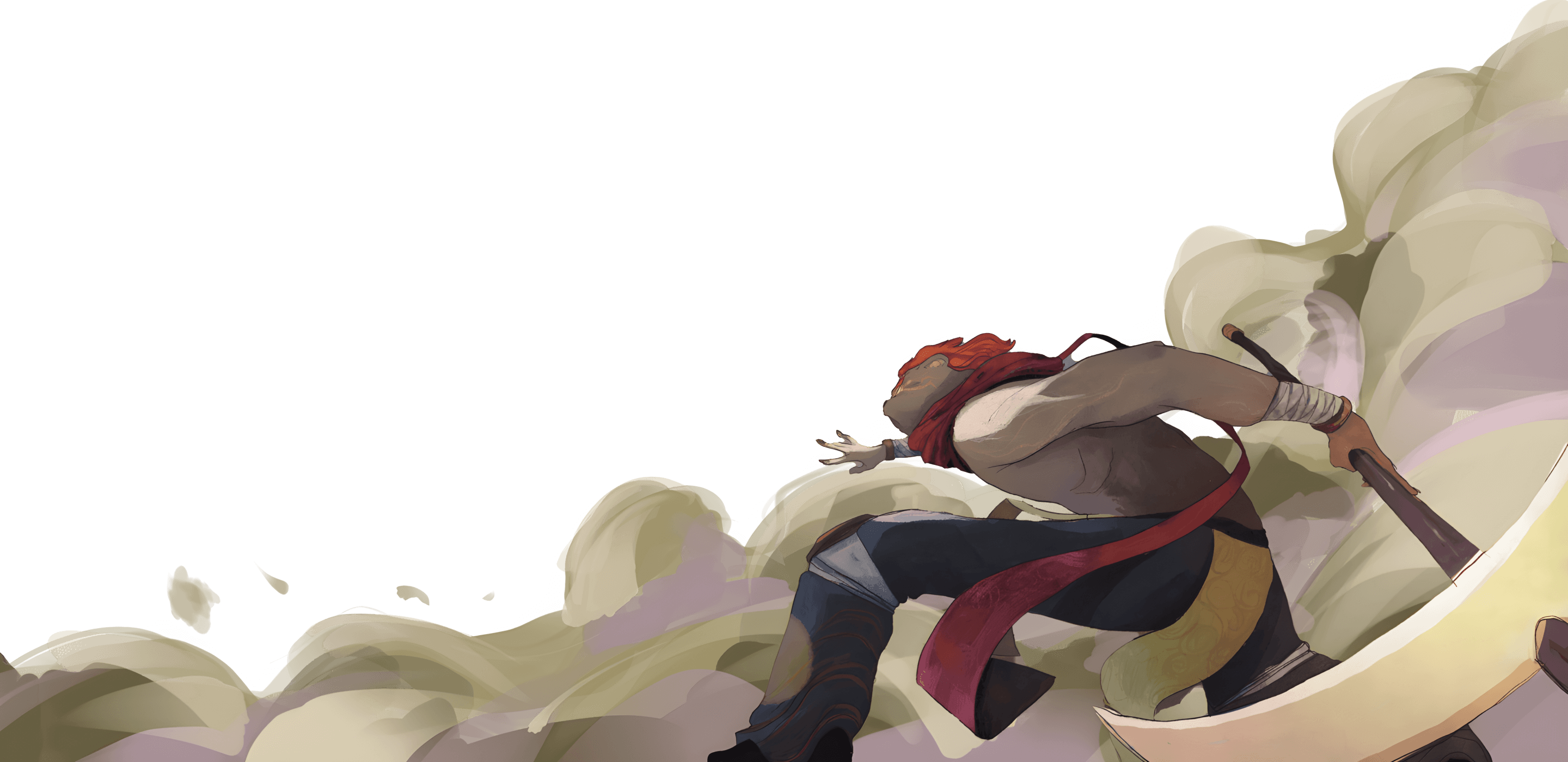 Character in dust background